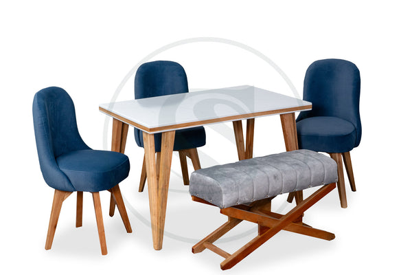 Comedor 5 Ptos 
Base Comedor Nigeria + 3 Sillas Roma + 
1 Butaco Roma - Saira Muebles