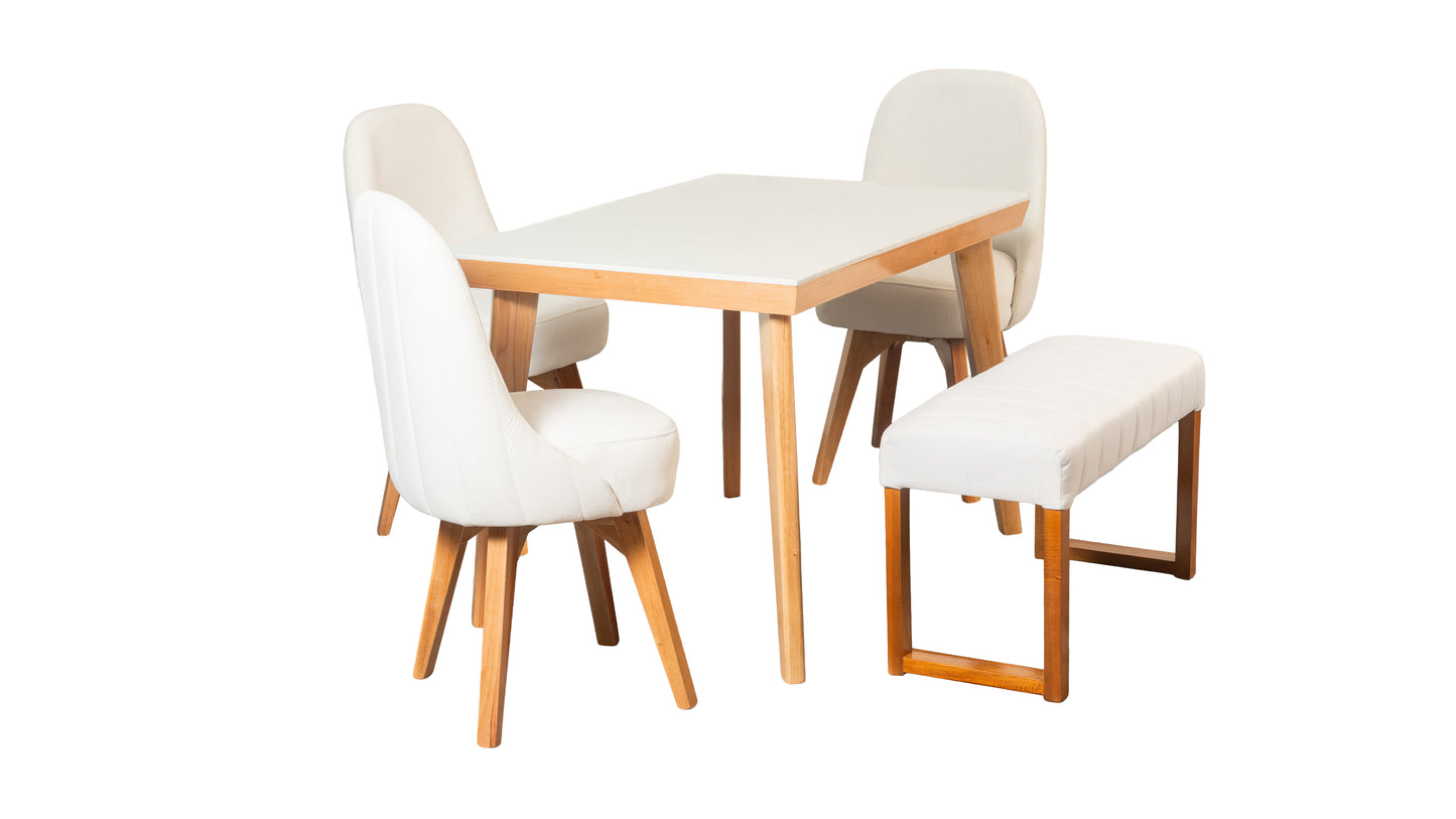 Base comedor kioto + Silla Oslo + Butaco Venecia Crudo