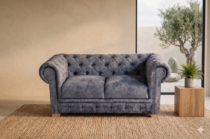 Sofa Chester + 3 Cojines Gris/Crudo