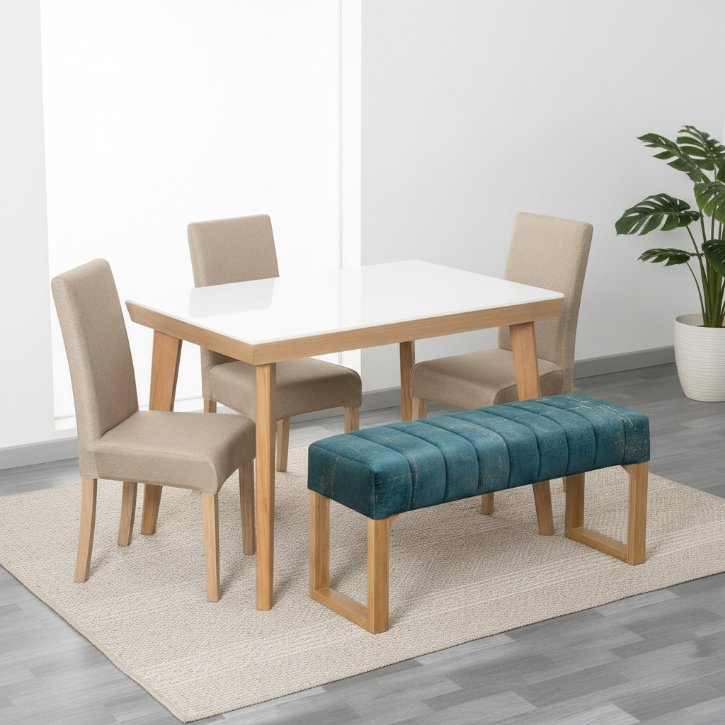 Comedor Base Kioto + Sillas Rio + Butaco venecia