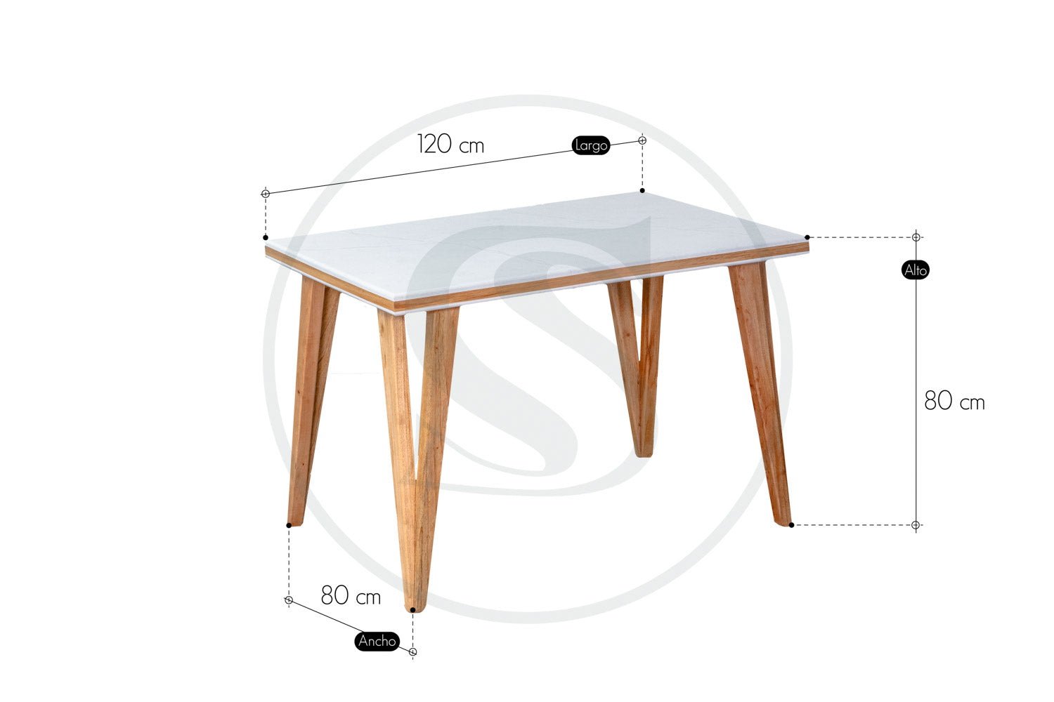 Comedor 5 Ptos 
Base Comedor Nigeria + 3 Sillas Roma + 
1 Butaco Roma - Saira Muebles