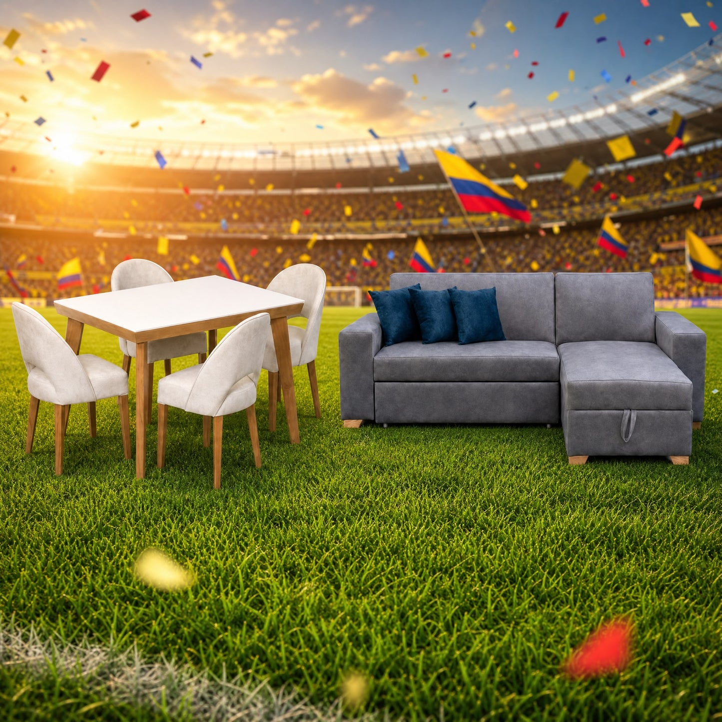 Combo Mundialista Saira — Sala Cama España, Comedor y Mesa de centro, edición Mundial