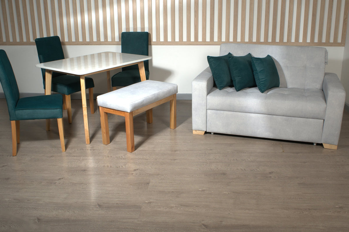 Combo Río: sofá cama Mónaco y comedor de 4 puestos