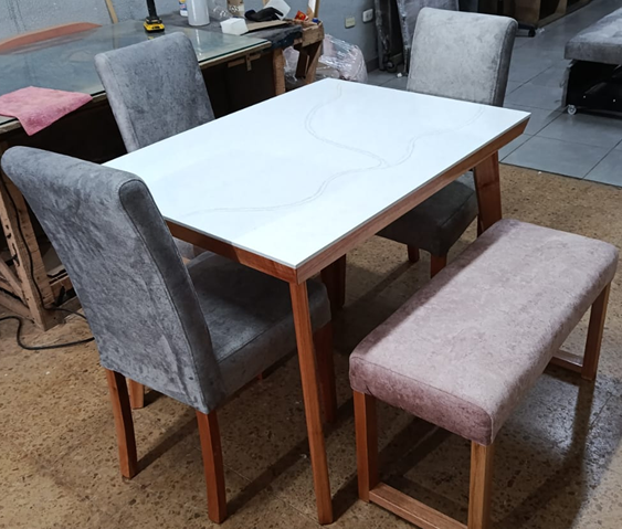 Comedor Base Kioto + Sillas Río + Butaco España (cedro natural) — Outlet